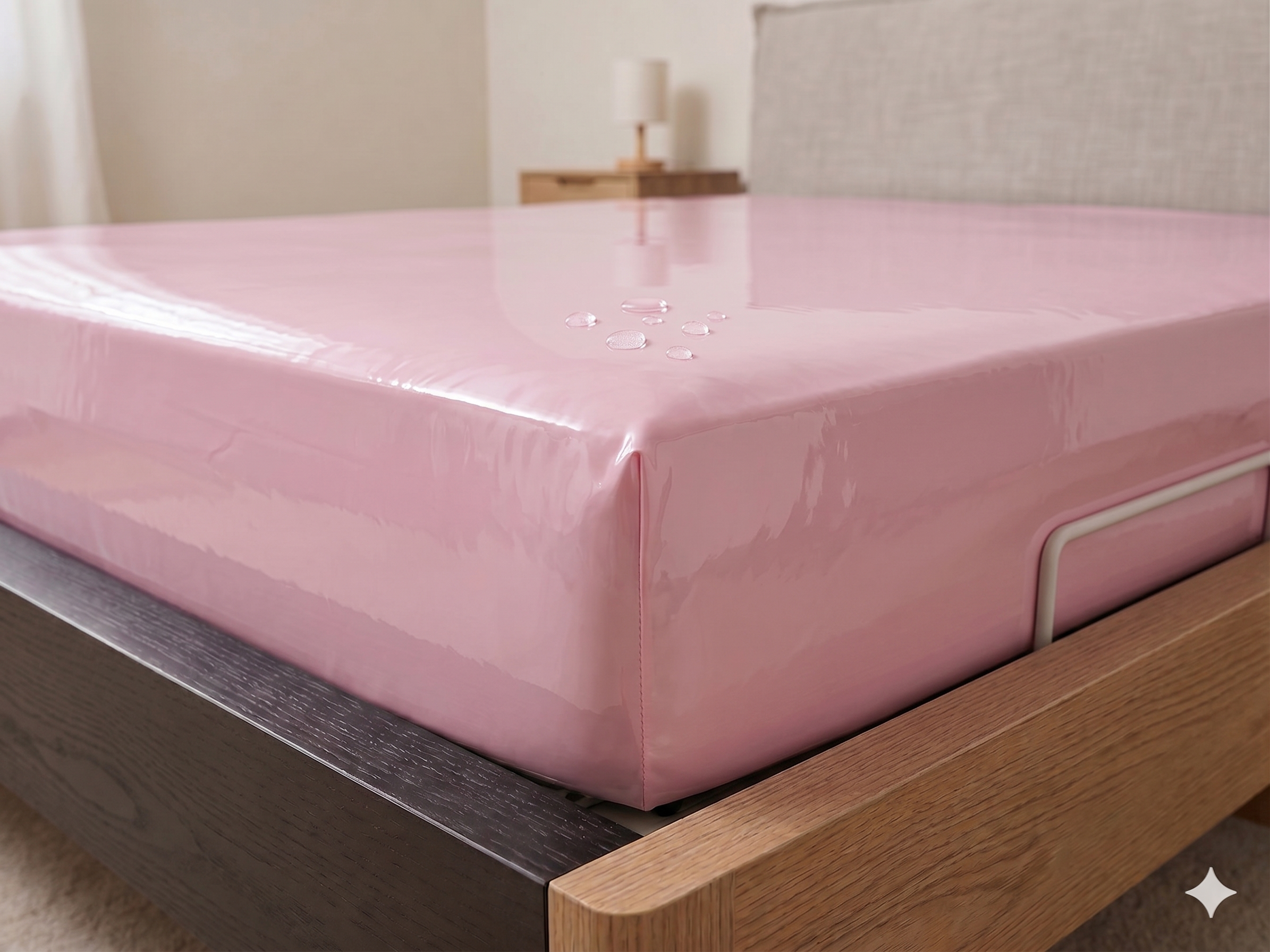 PVC bed sheet 140x200x30 cm - pink (lacquer)