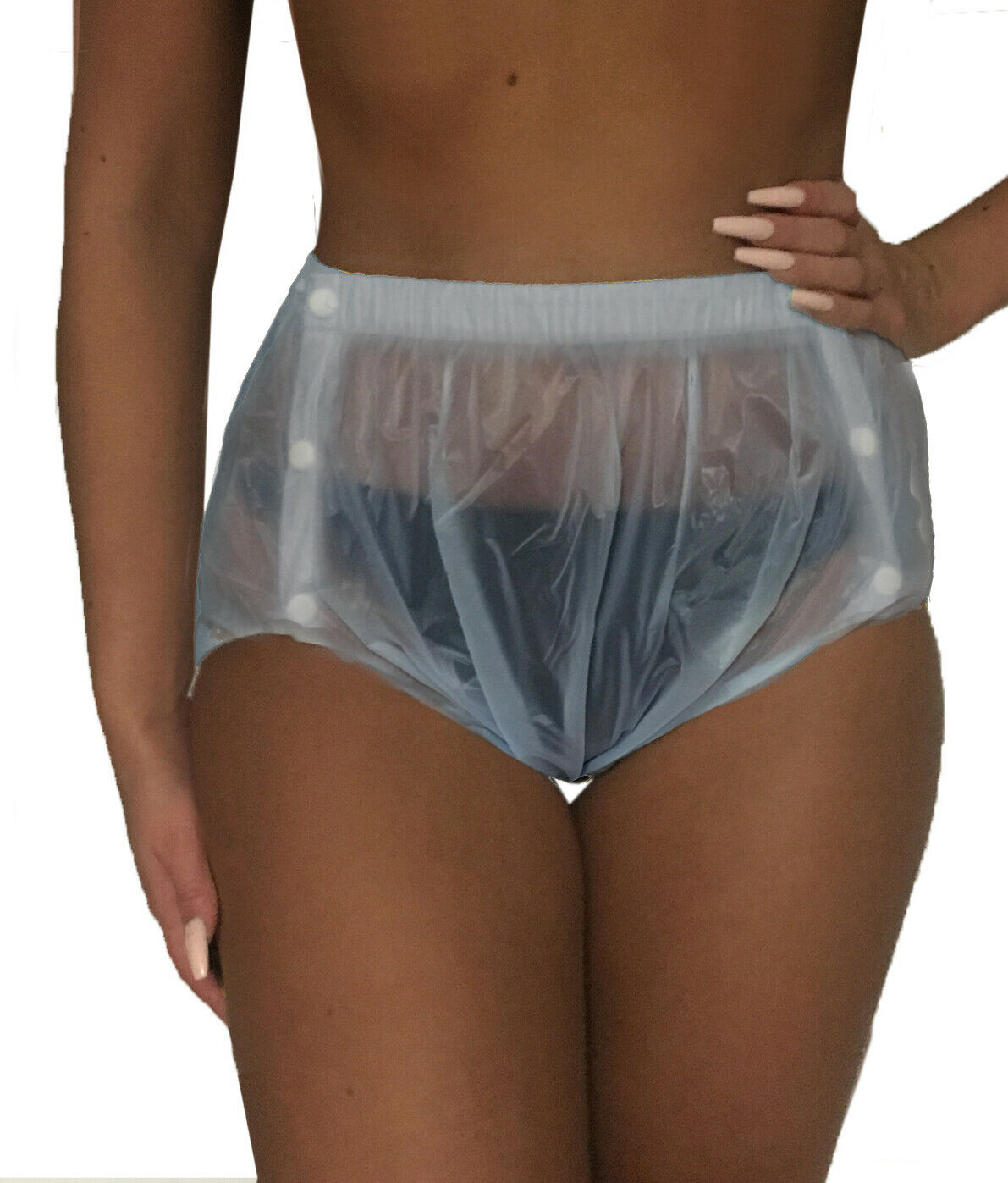 PVC-Schutzhose geknöpft, genäht - Hellblau