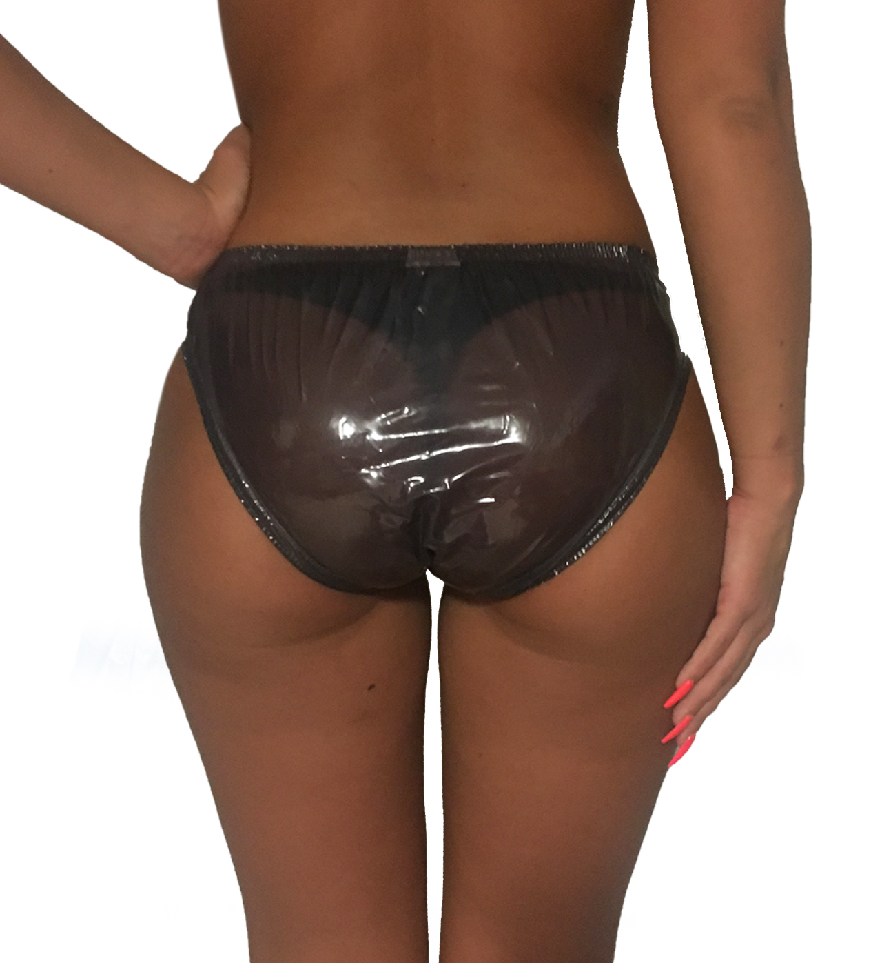 PVC-Schutzhose Damen - Schwarz Transparent (Lack)