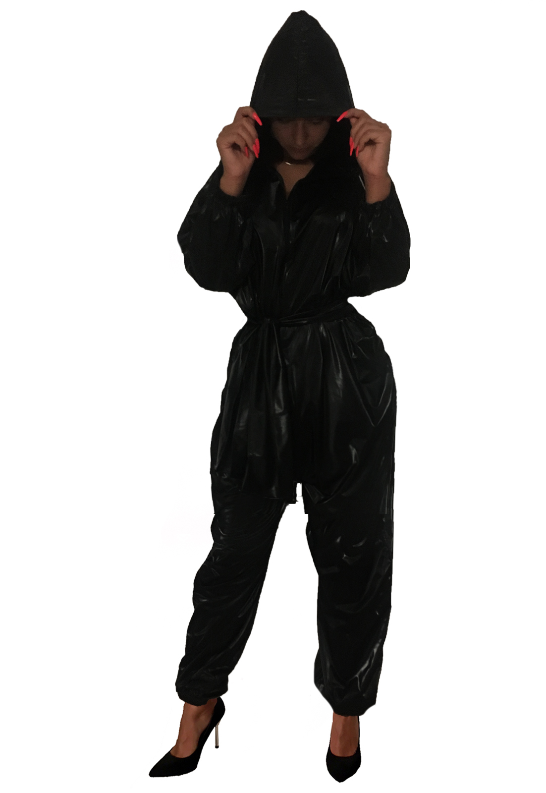 PVC-Spielanzug-Hoody - Schwarz