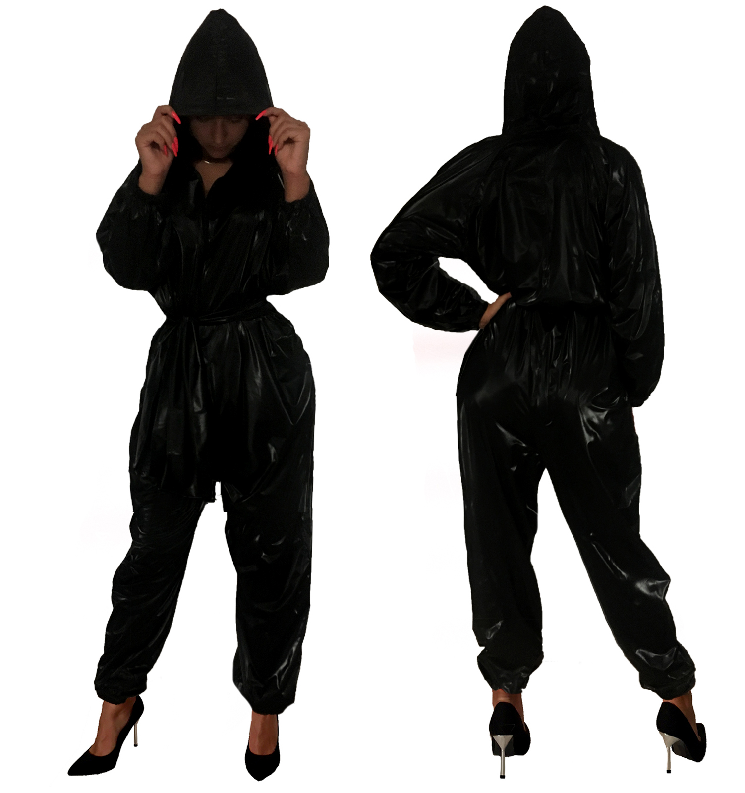 PVC-Spielanzug-Hoody - Schwarz