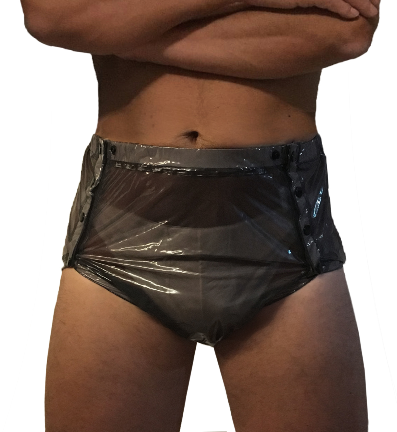 PVC-Schutzhose geknöpft - Schwarz Transparent (Lack)
