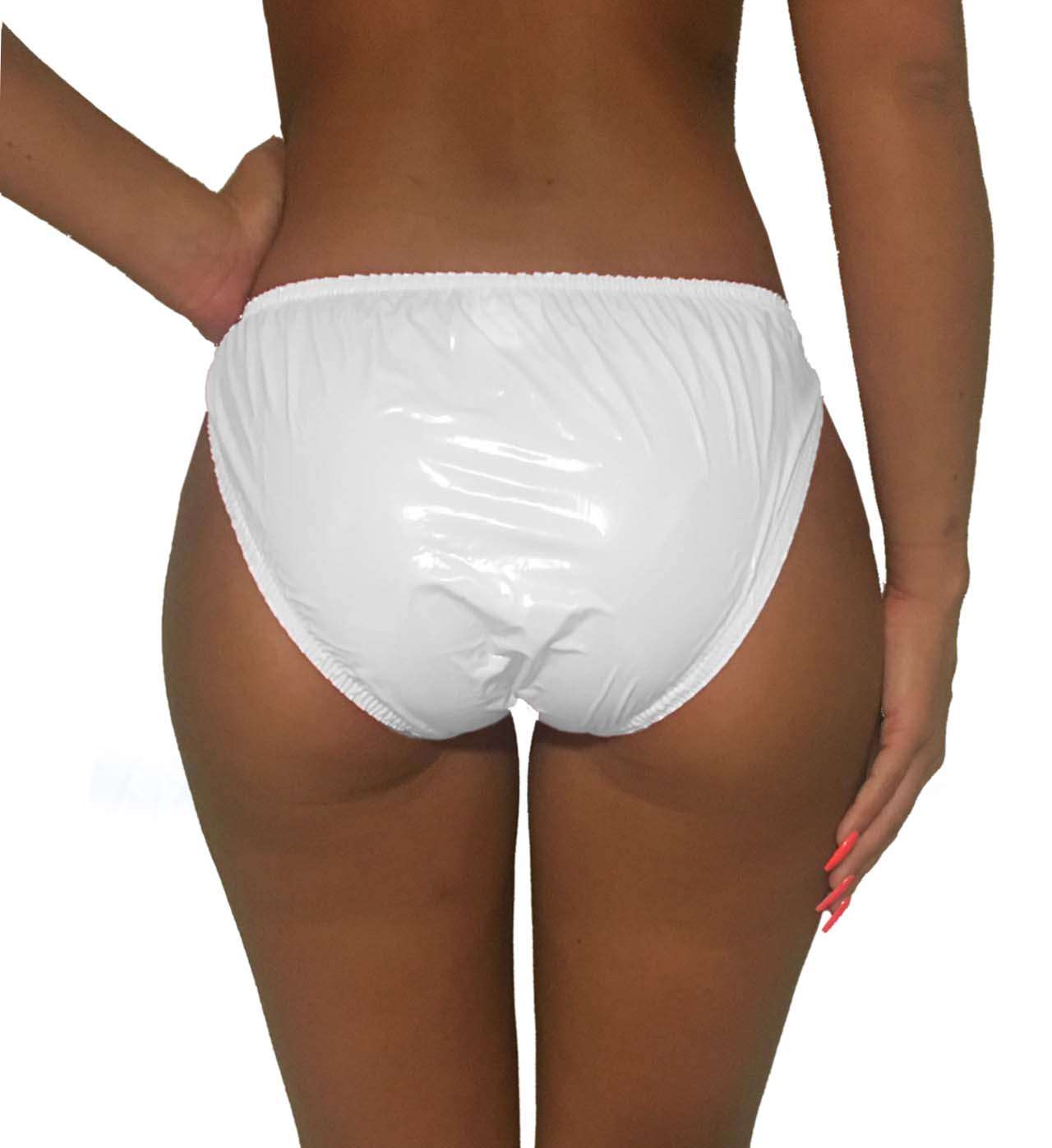 PVC protective trousers ladies - white (lacquer)