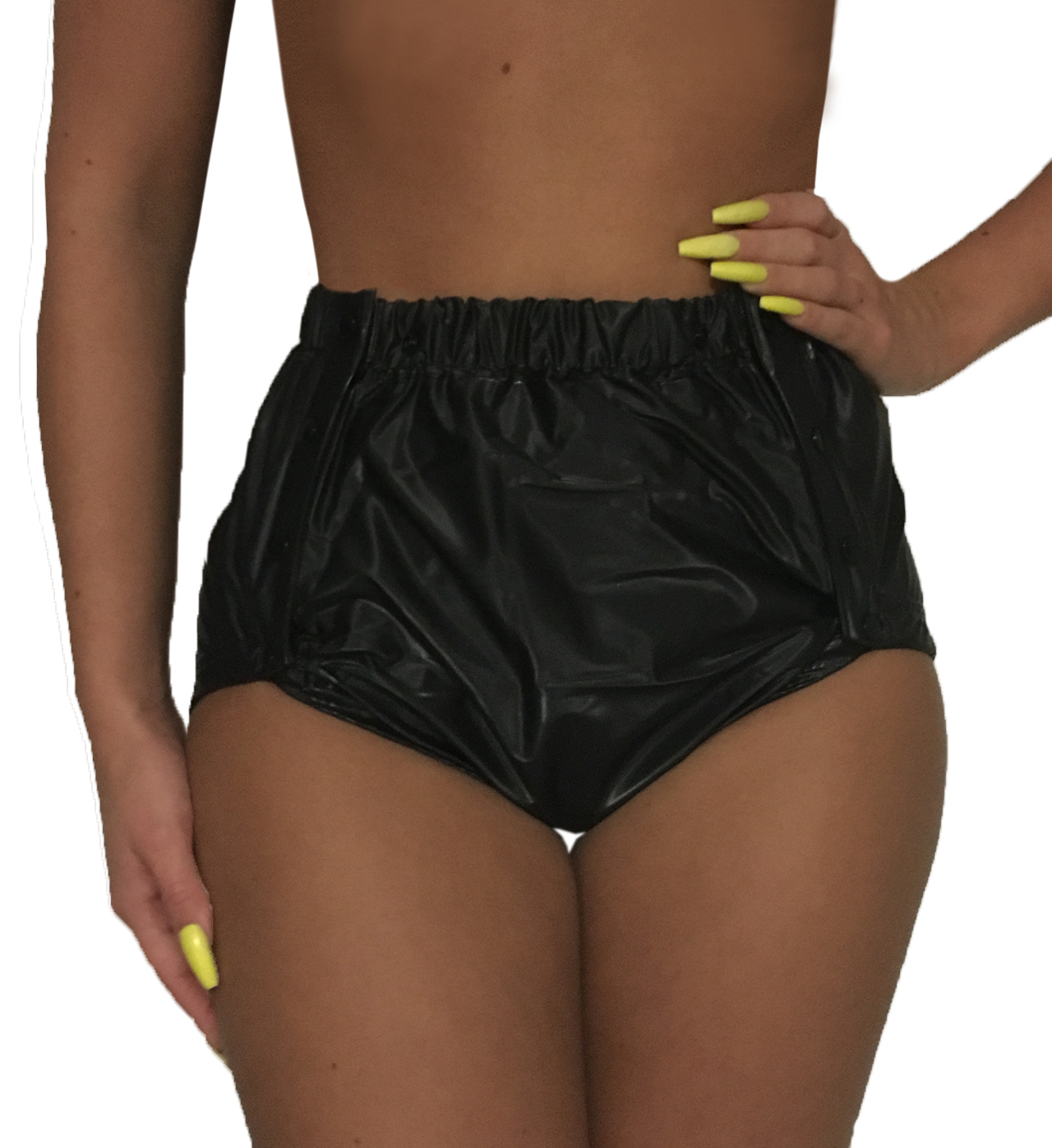 Fully welded PVC protective trousers buttoned (black)