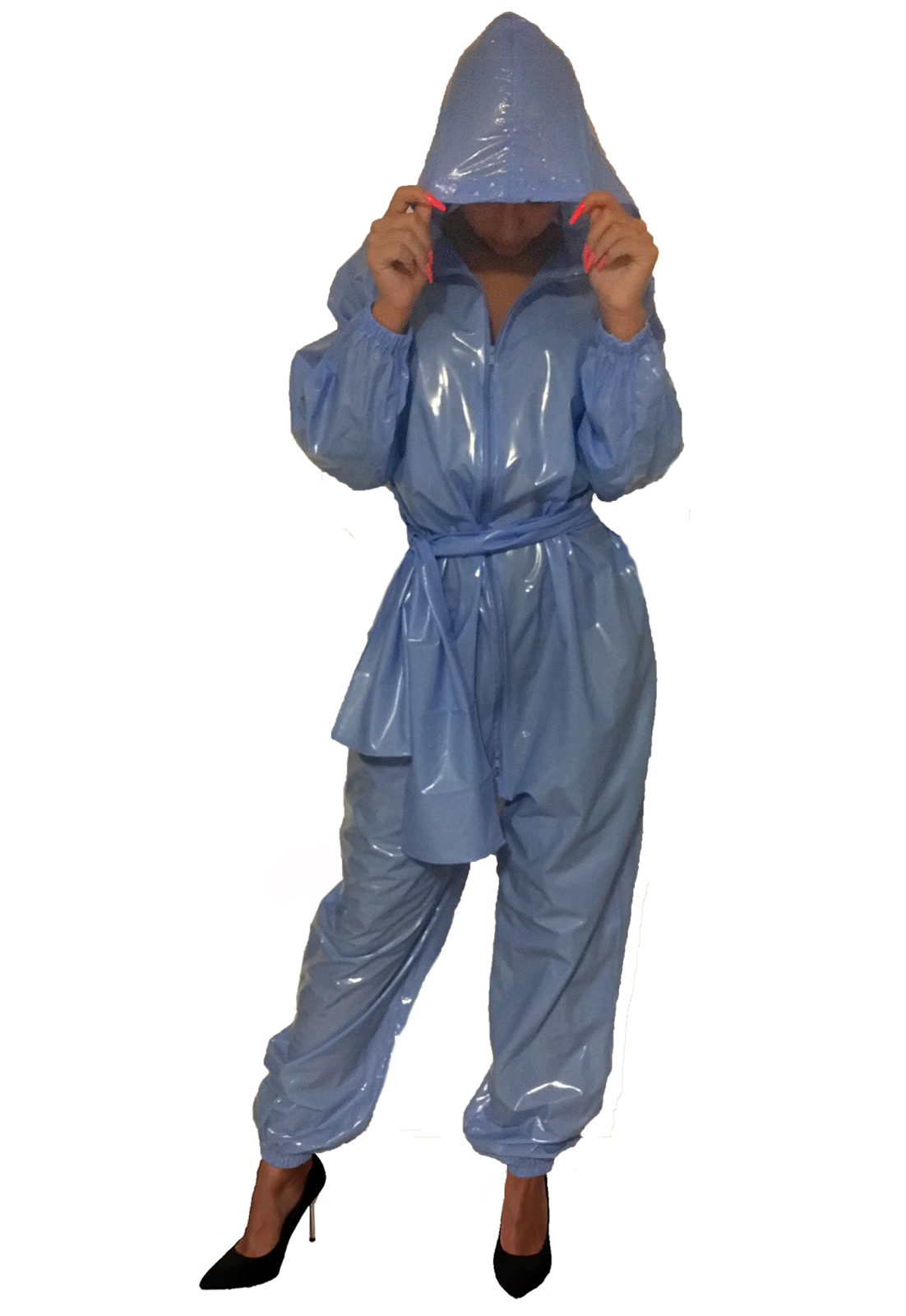 PVC-Overall-Hoody - Hellblau (Lack)