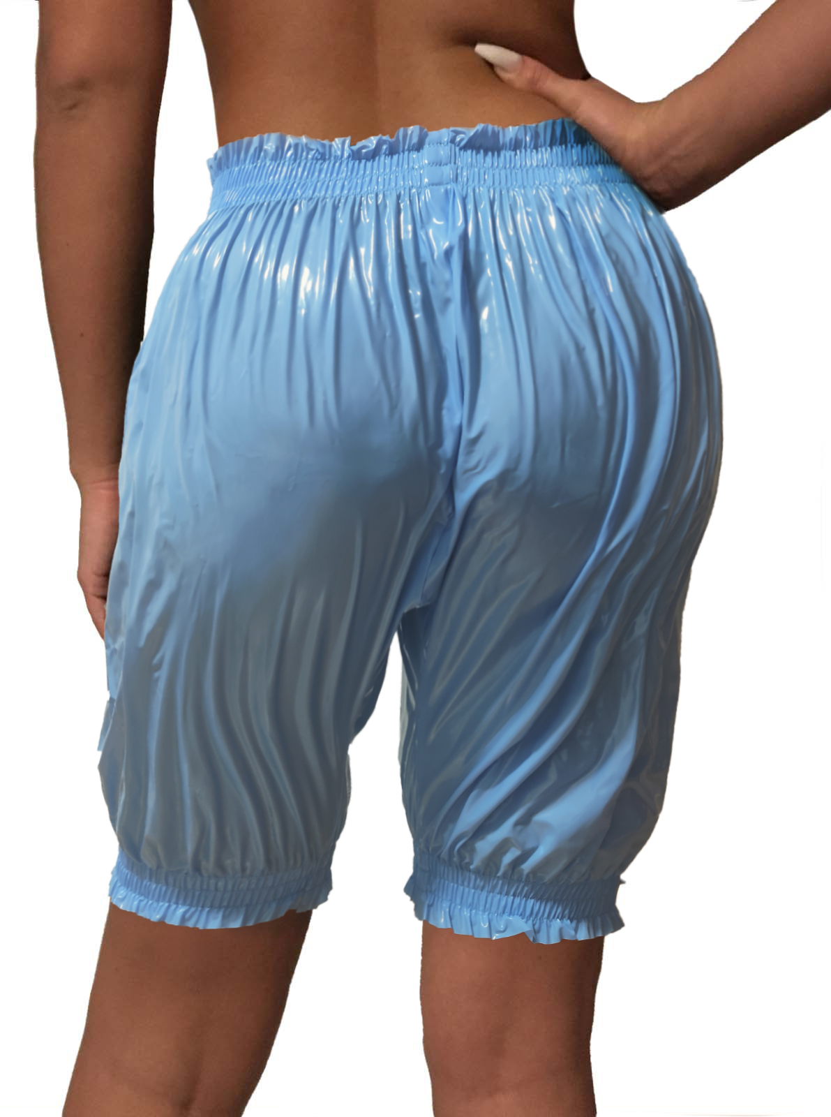 PVC-Jogginghose knielang - Hellblau (Lack)
