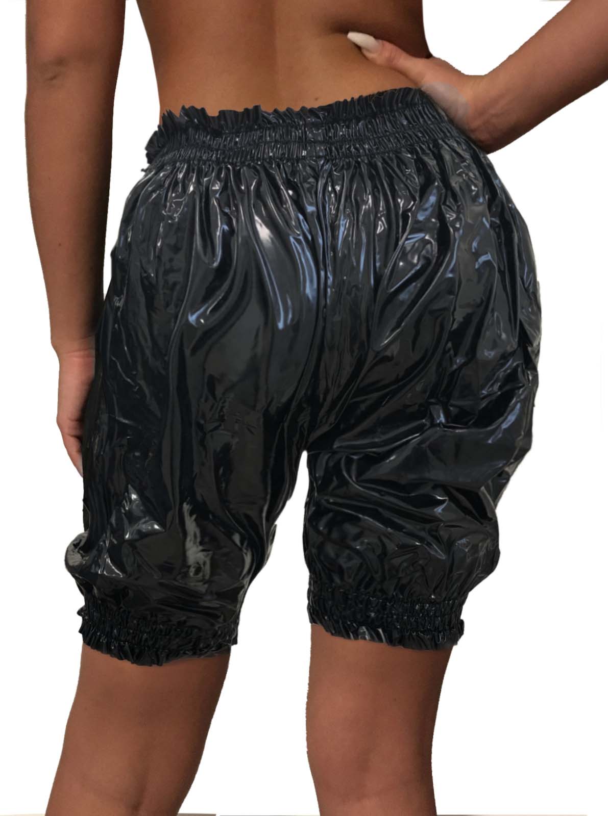 PVC-Jogginghose knielang - Schwarz (Lack)