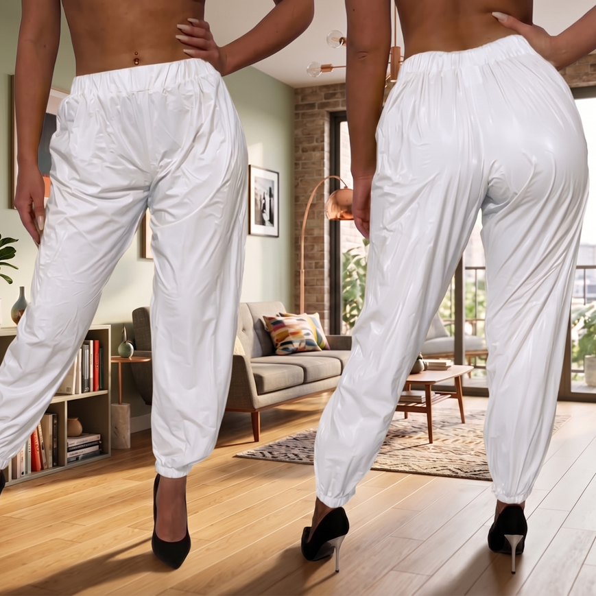 PVC sweat pants - white