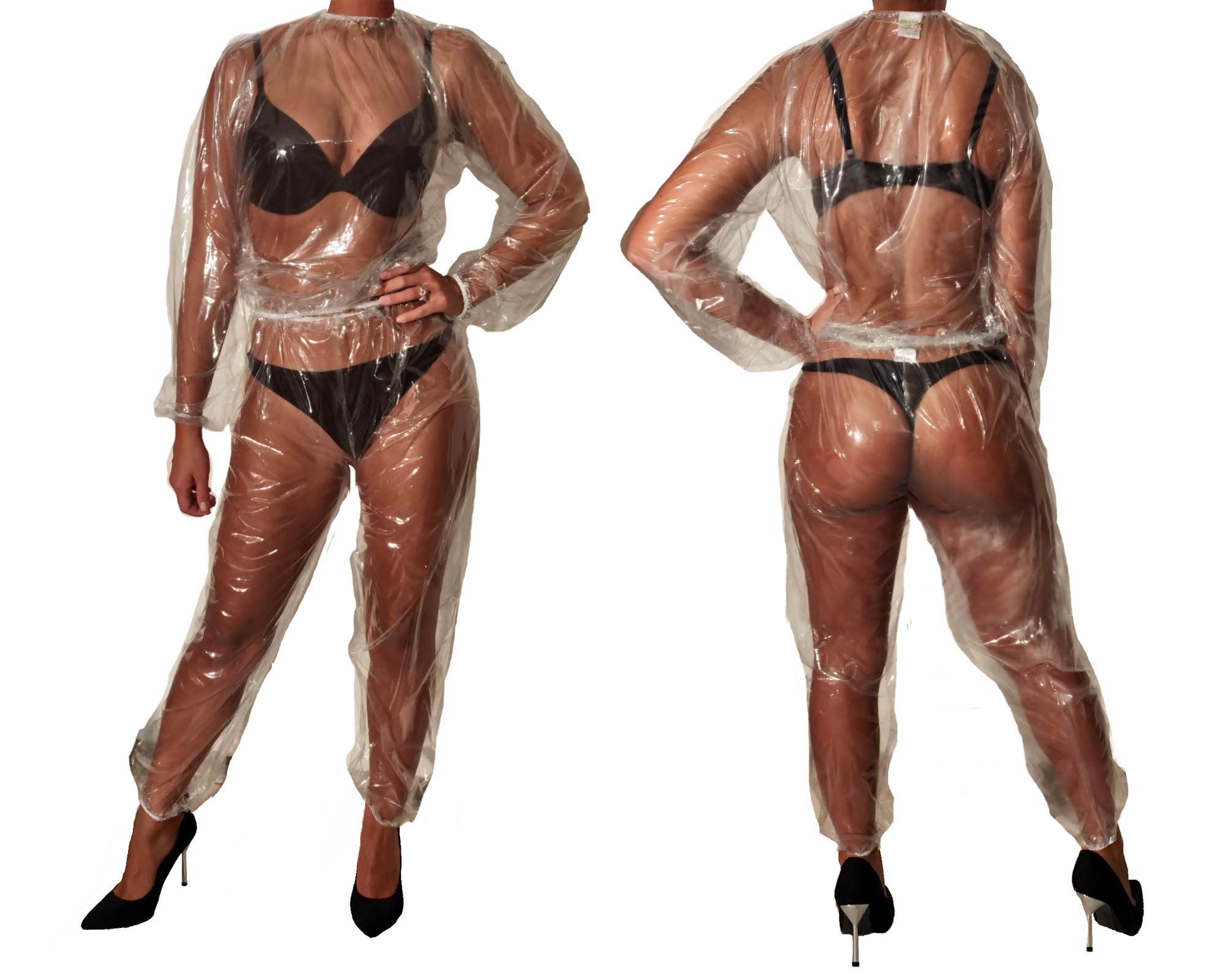 PVC-Schwitzanzug, genäht - Transparent (Lack)