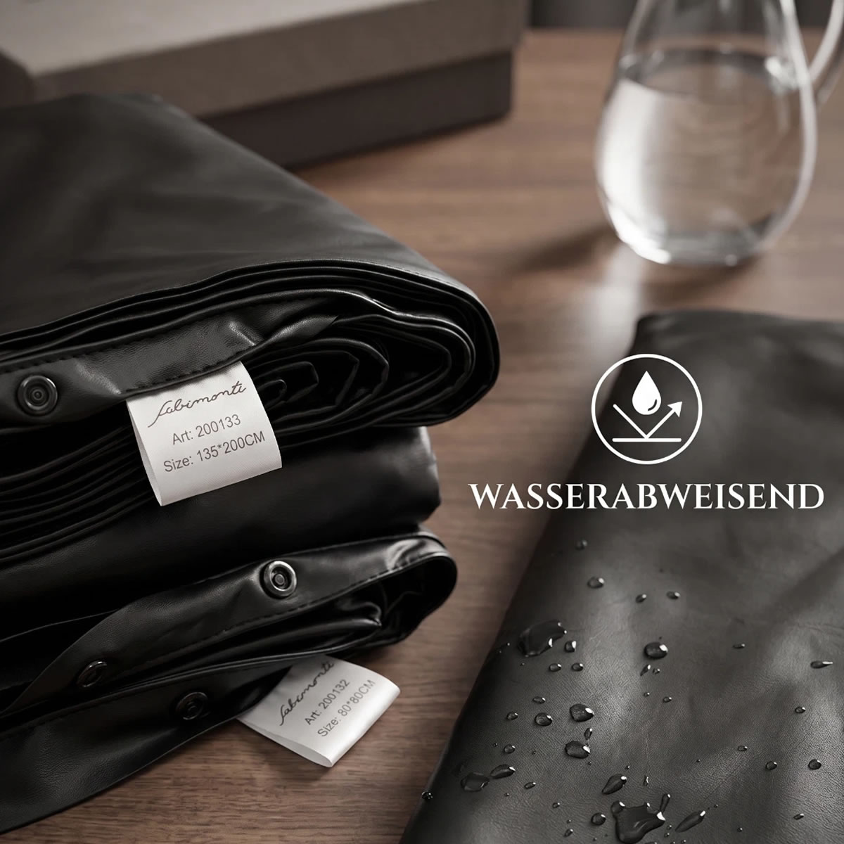 Premium Bettwäsche-Set - Kunstleder Schwarz