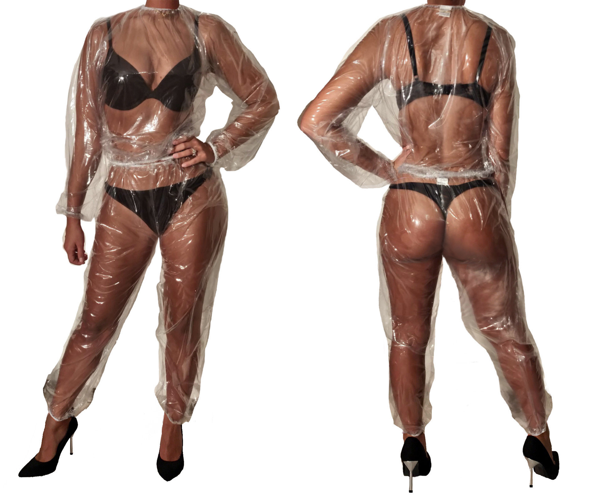 PVC-Anzug, genäht - Transparent (Lack)