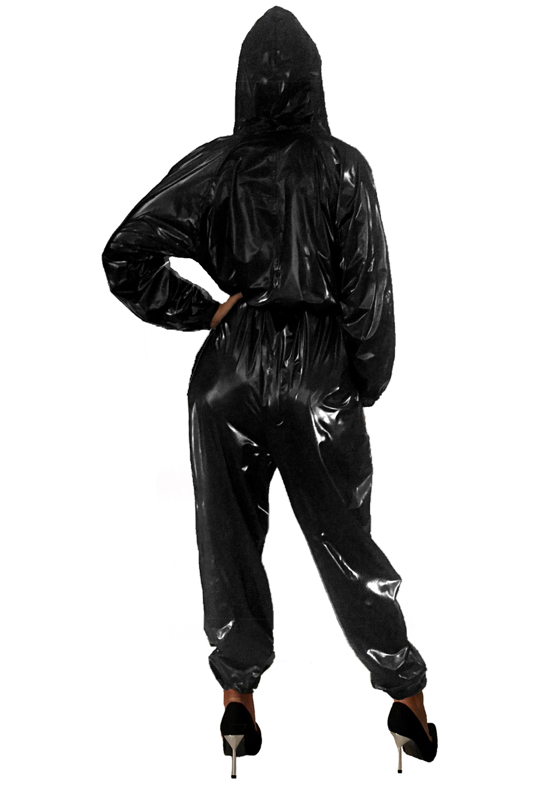 PVC-Spielanzug-Hoody - Schwarz (Lack)