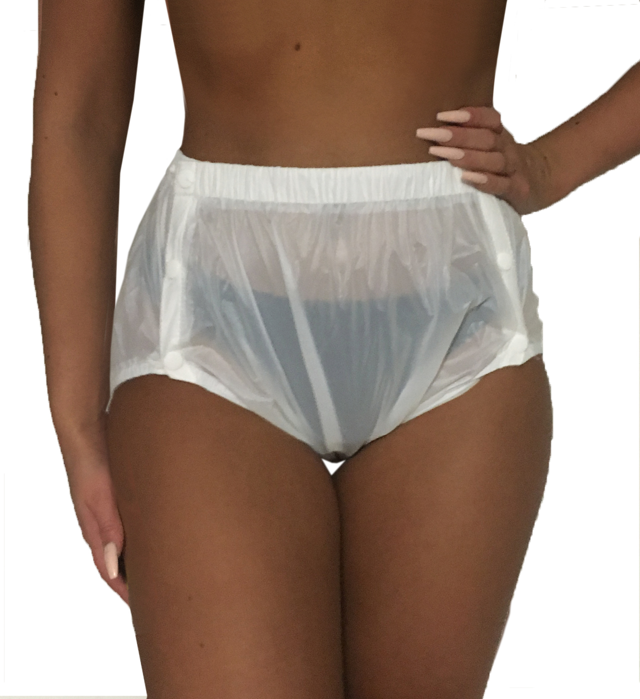 PVC-Schutzhose geknöpft, genäht - Weiß