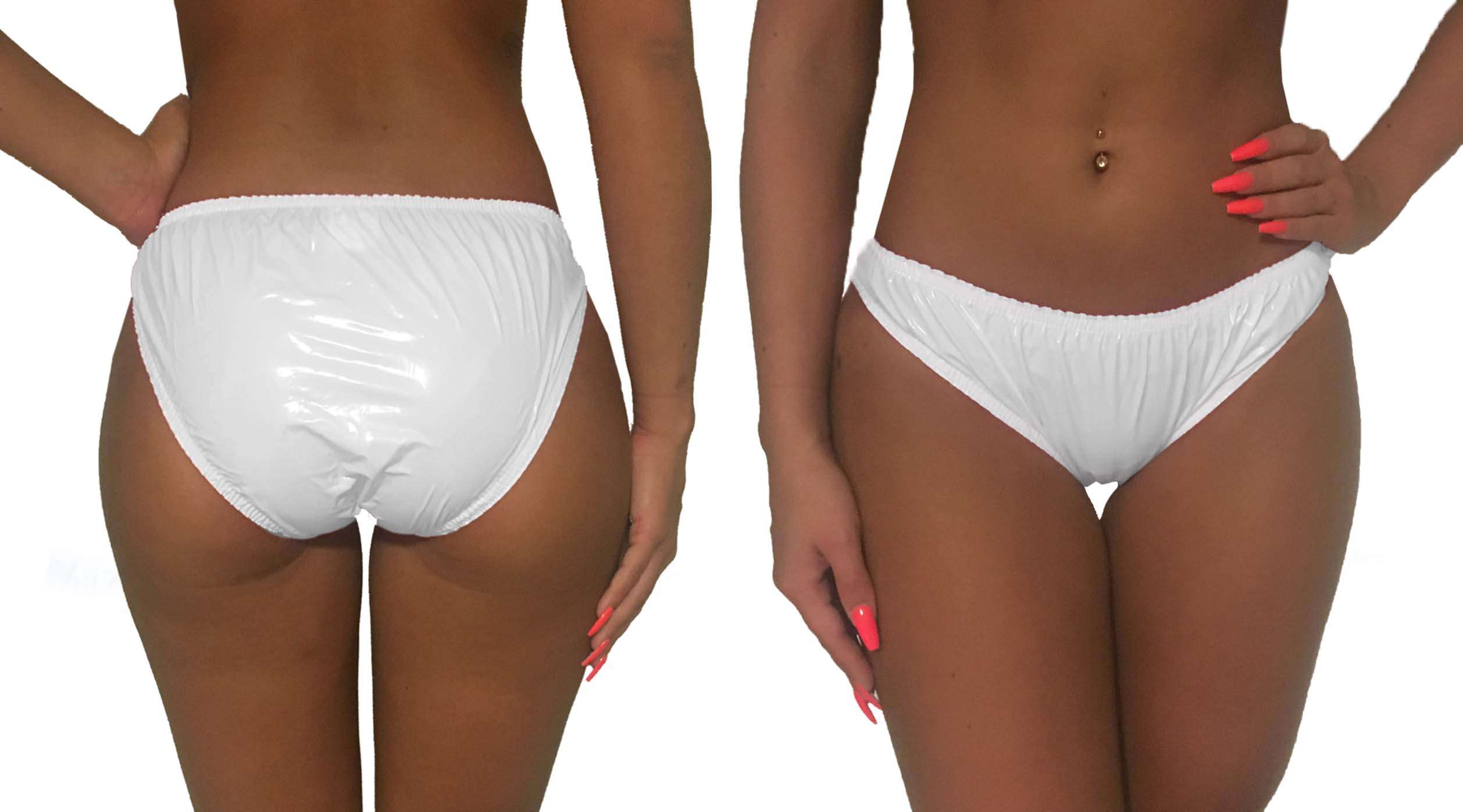 PVC protective trousers ladies - white (lacquer)