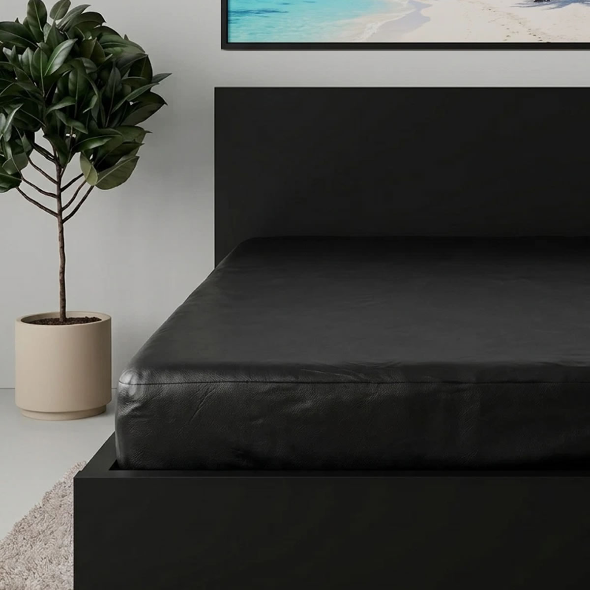 Premium Bettwäsche-Set - Kunstleder Schwarz