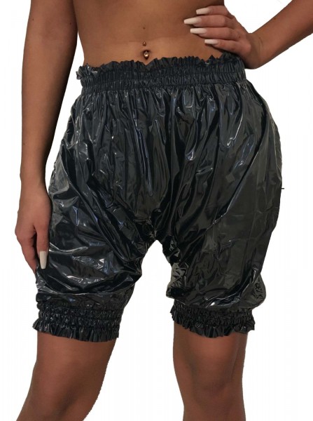 PVC jogging pants knee-length - black (lacquer)