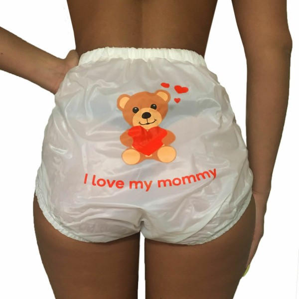 PVC diaper pants white "teddy", stitched