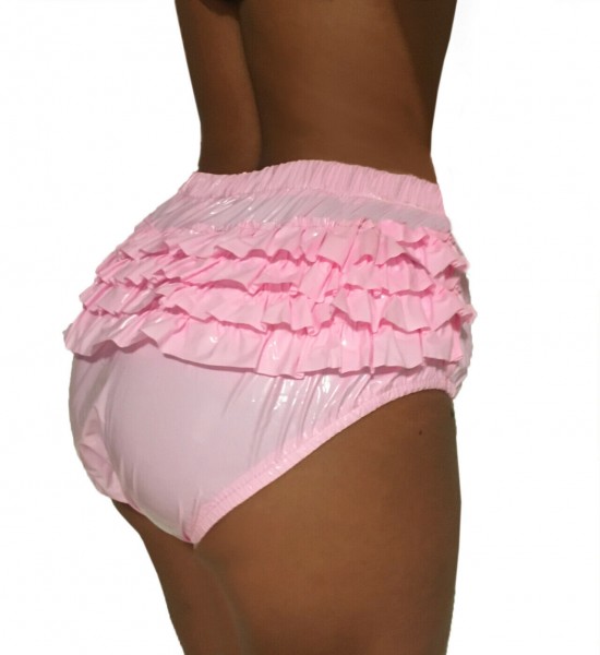 PVC frill panty - pink (lacquer)