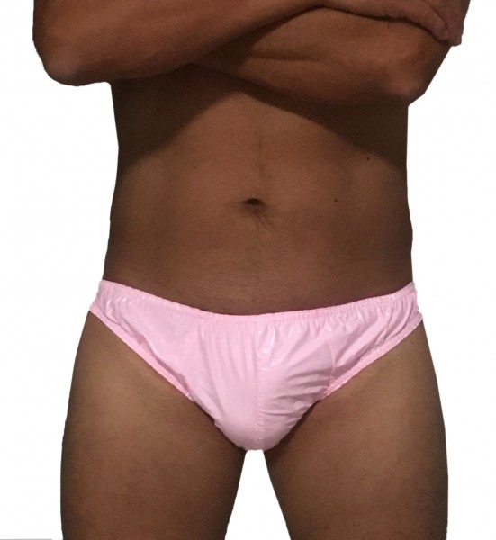 PVC protective trousers men - pink (lacquer)