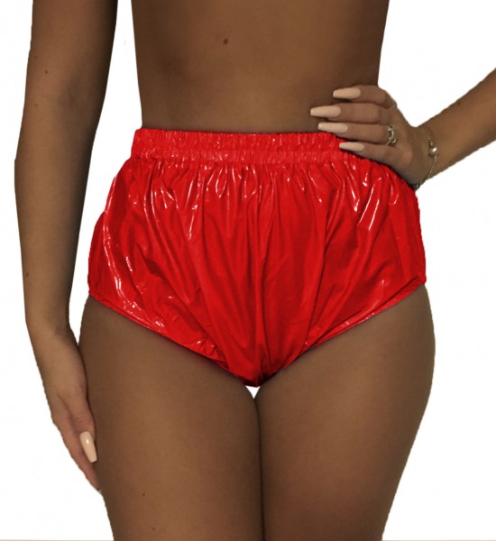 PVC diaper trousers (red / lacquer)